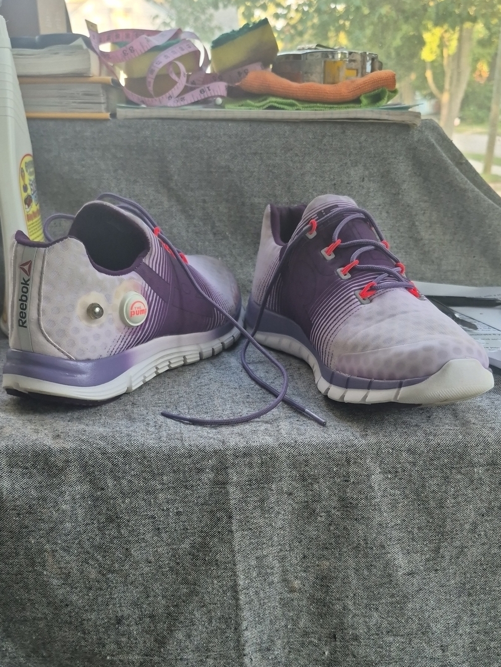 Reebok Women’s Lavender and Purple Athletic Sneakers with Coral Accents